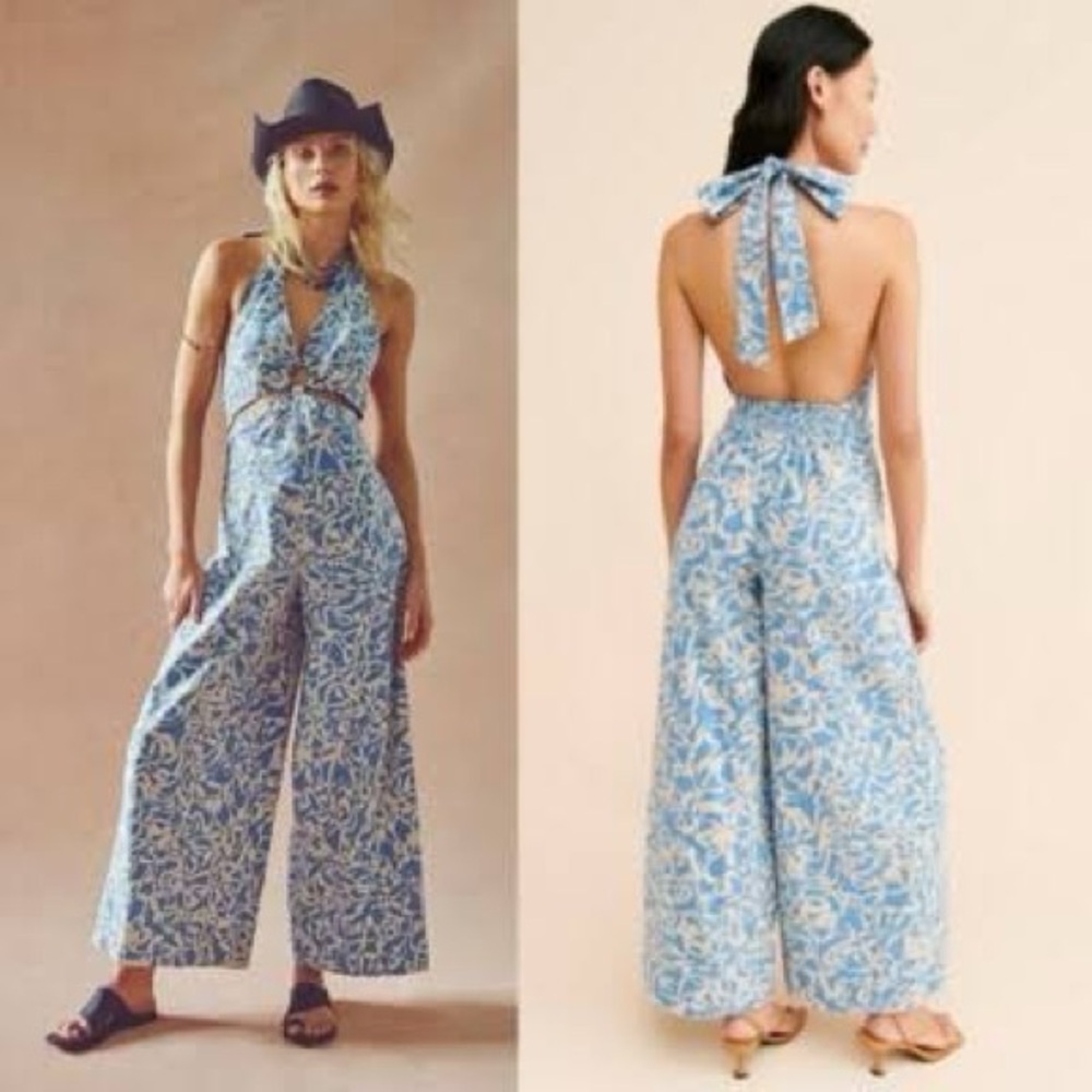 free people kira printer balter cut out wife leg jumpsuit